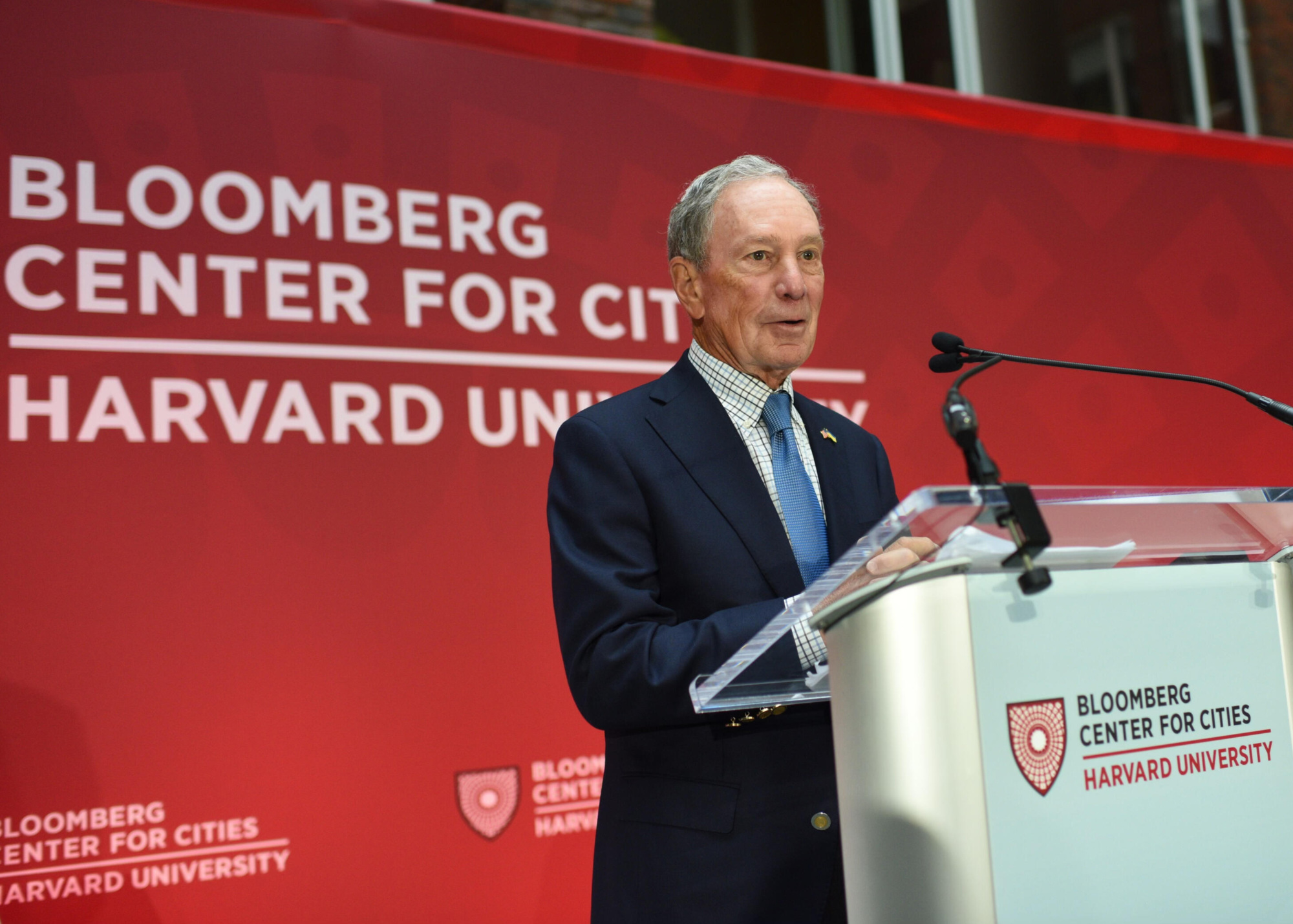 Michael Bloomberg delivers a keynote address at the opening celebration of the Bloomberg Center for Cities at Harvard University
