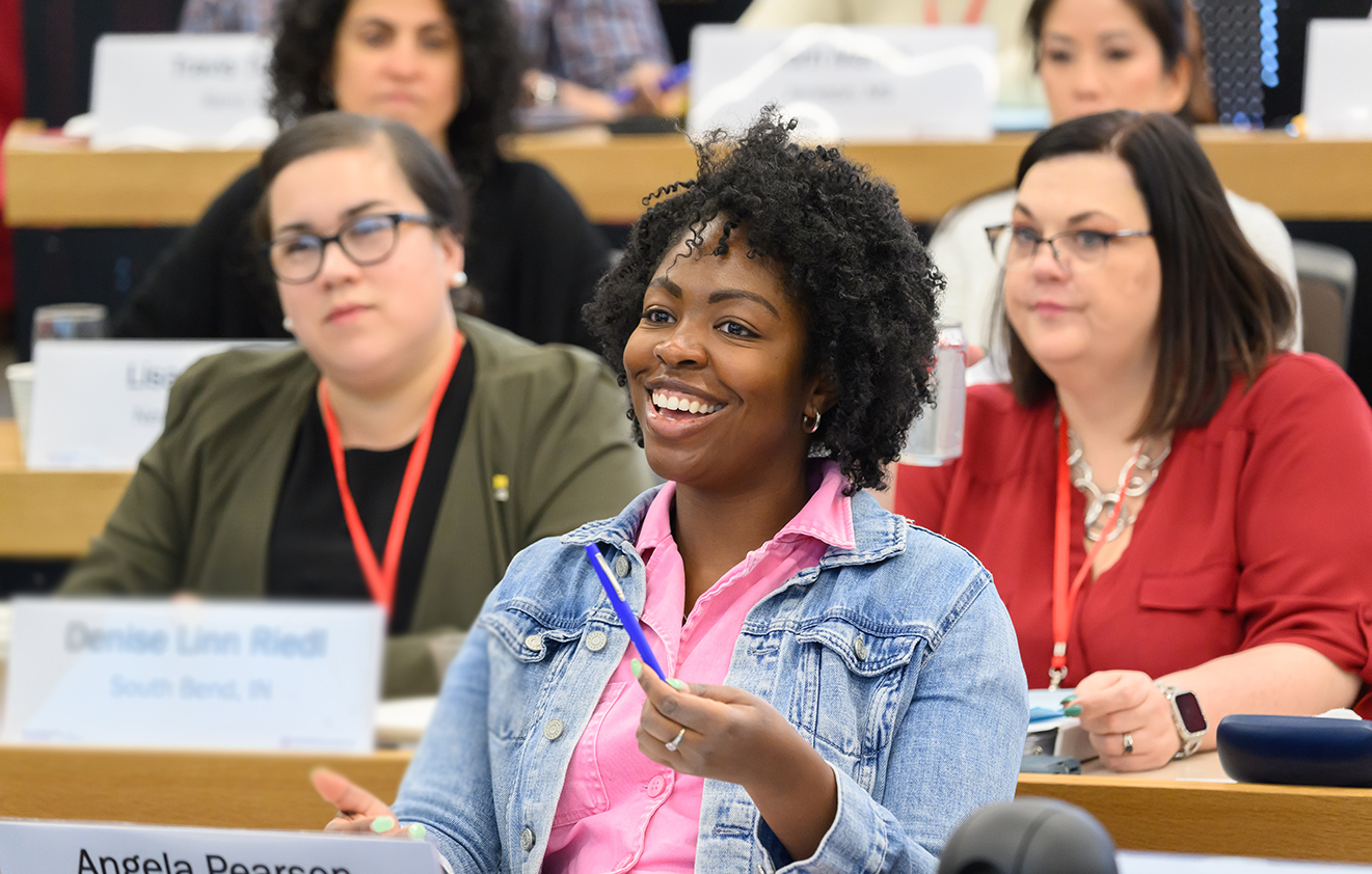 Program participant in a Harvard classroom