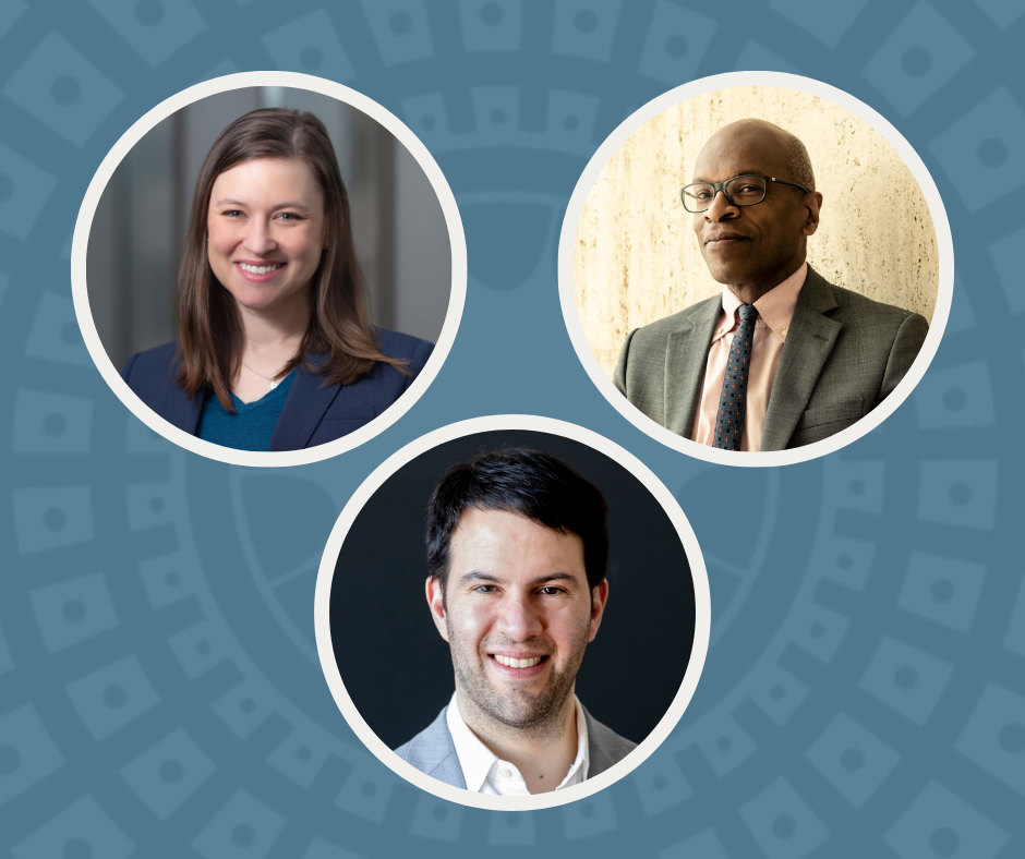 Headshots of three Harvard faculty