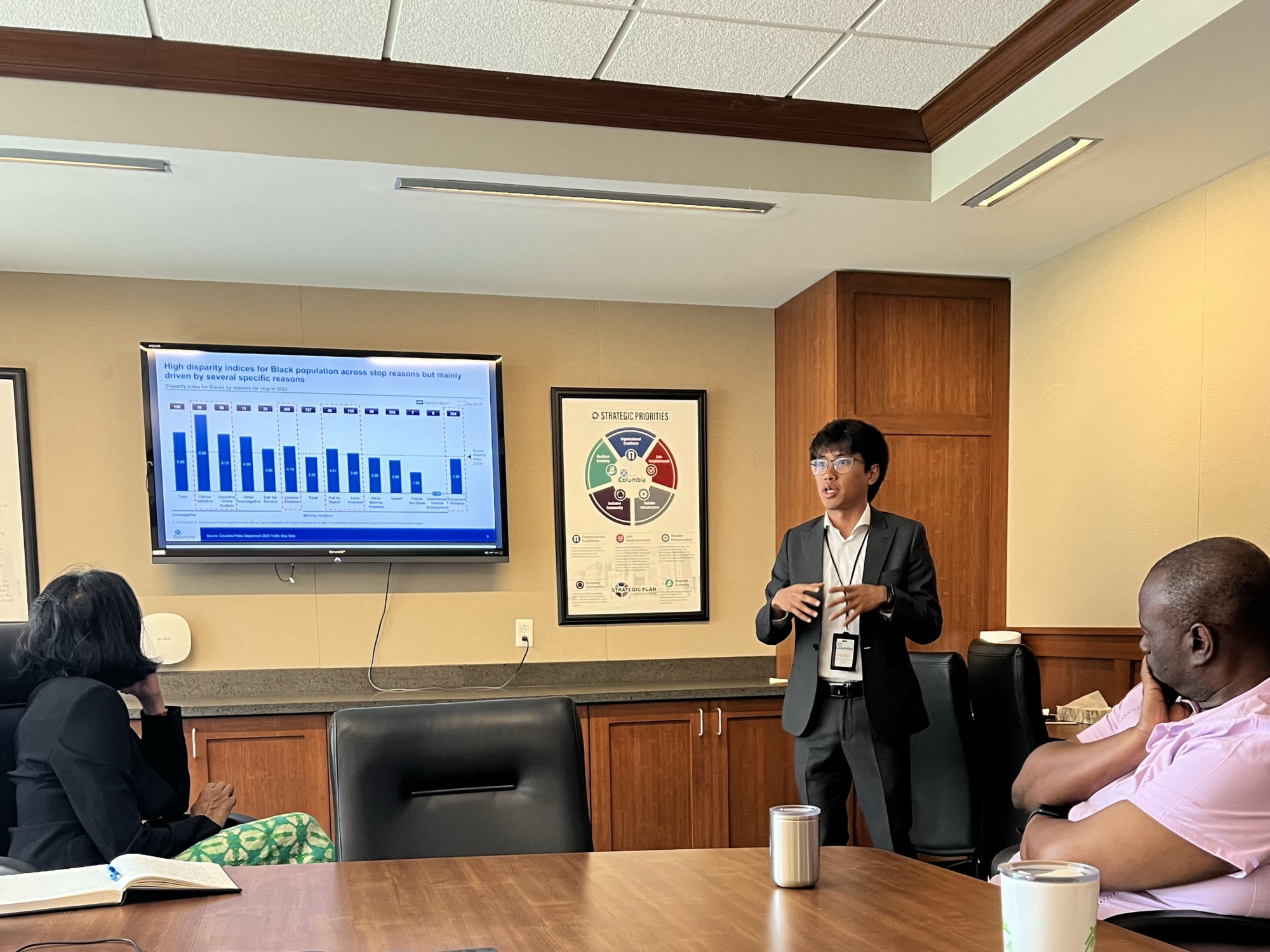 summer fellow presenting in a boardroom