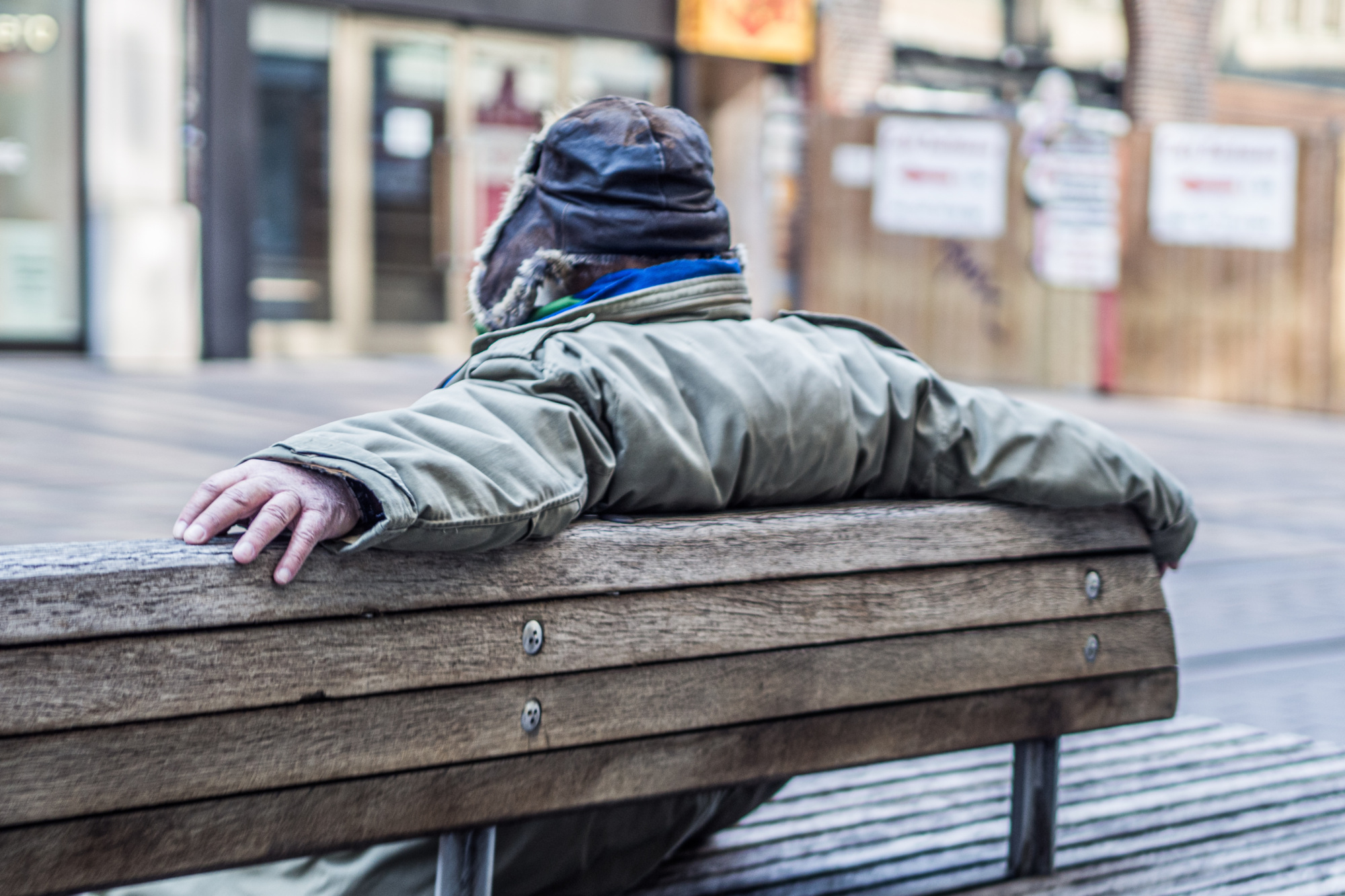 Person sitting on park bench